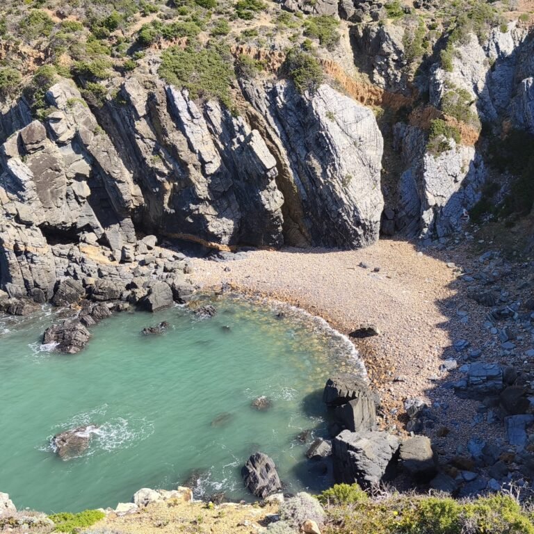 Secret rocky beach discovered on the Atlantic Wild Hike between Guincho and Cabo da Roca.