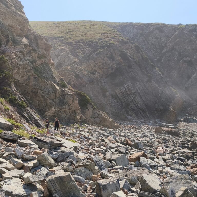 Scenic cliffs and ocean views near Praia do Abano on the Atlantic Wild Hike.