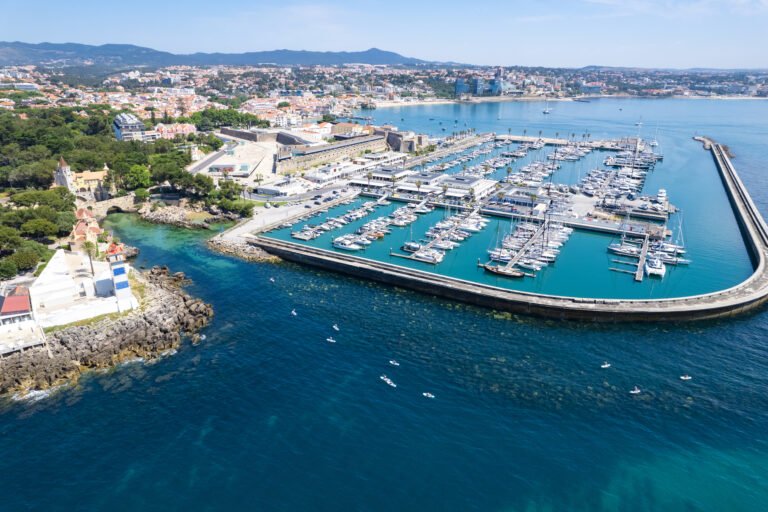 The beautiful marina beaches and beach side town of Cascais during late Springtime